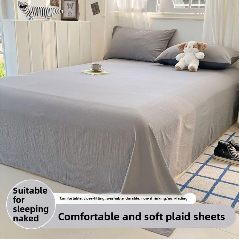 Cream Style Striped Skin-friendly Bed Sheet For Single Double Student Dormitory Household Bed