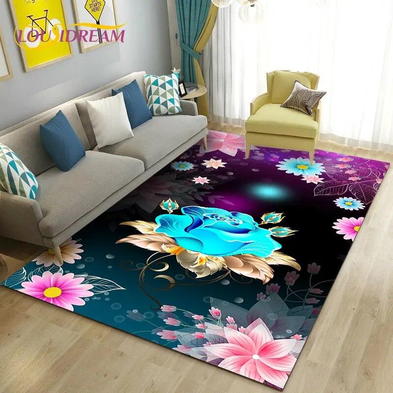 Dandelion Fresh Flower Plant Leaf Area Rug,Carpet Rug for Living Room Bedroom Sofa Doormat Decoration,Kitchen Non-slip Floor Mat