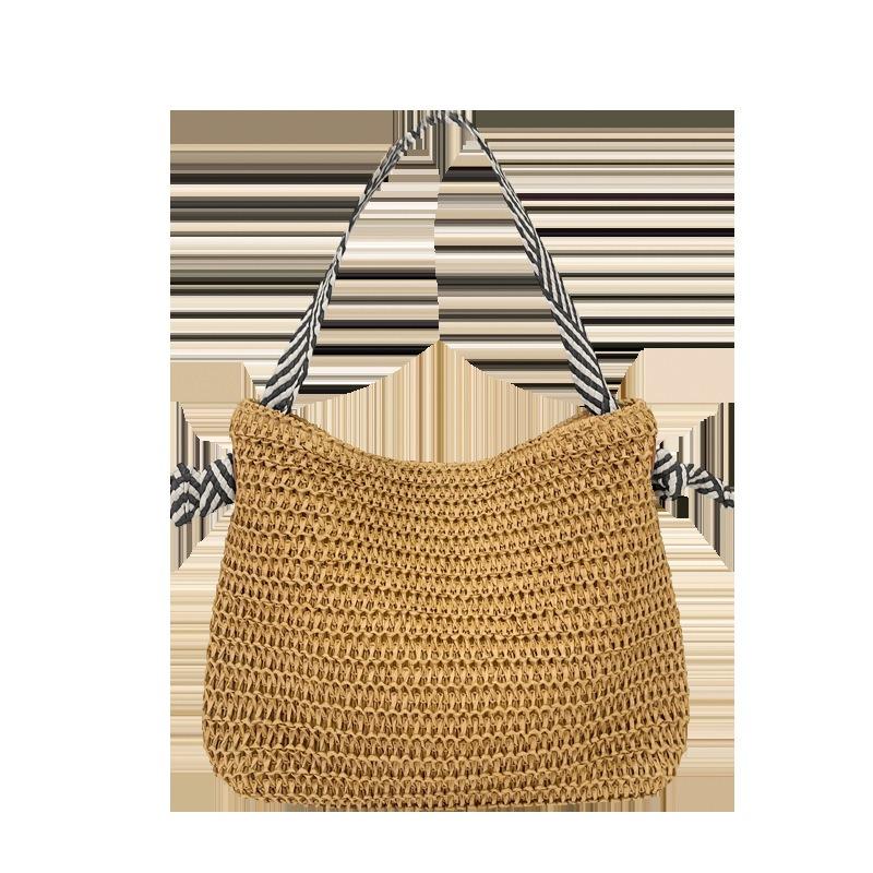 Navy Style Straw Woven Bag New Handmade Shoulder Woven Bag Women's Bag Versatile Vacation