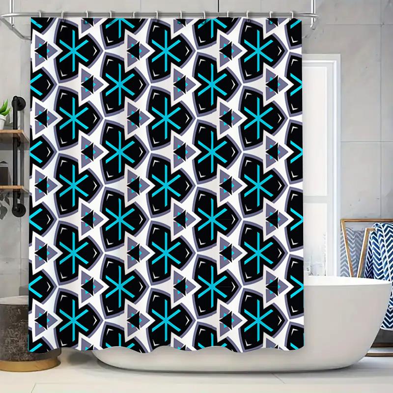

Blue Black Geometric Pattern Shower Curtain For Bathrooms Decor Home Linen Waterproof Bathroom Accessories W60H190(CM)-1 Pcs