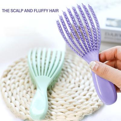Antistatischer Entwirrungsbürste Flexible Hohl Fluffy Lockiges Haar Stylingkamm für Hartnäckiges Haar Dickes Gewelltes Haar