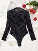 Spicy Mesh Flocking Transparent Bodysuit