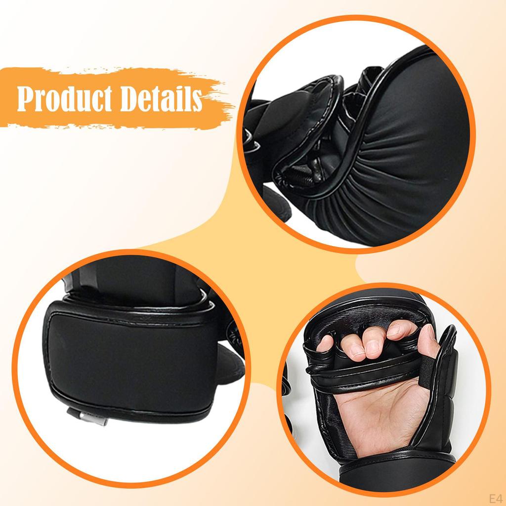 2 Set di Guanti da Boxe con Fasciature per le Mani, Kickboxing Mezzo Dito MMA Realizzati in PU Bende E