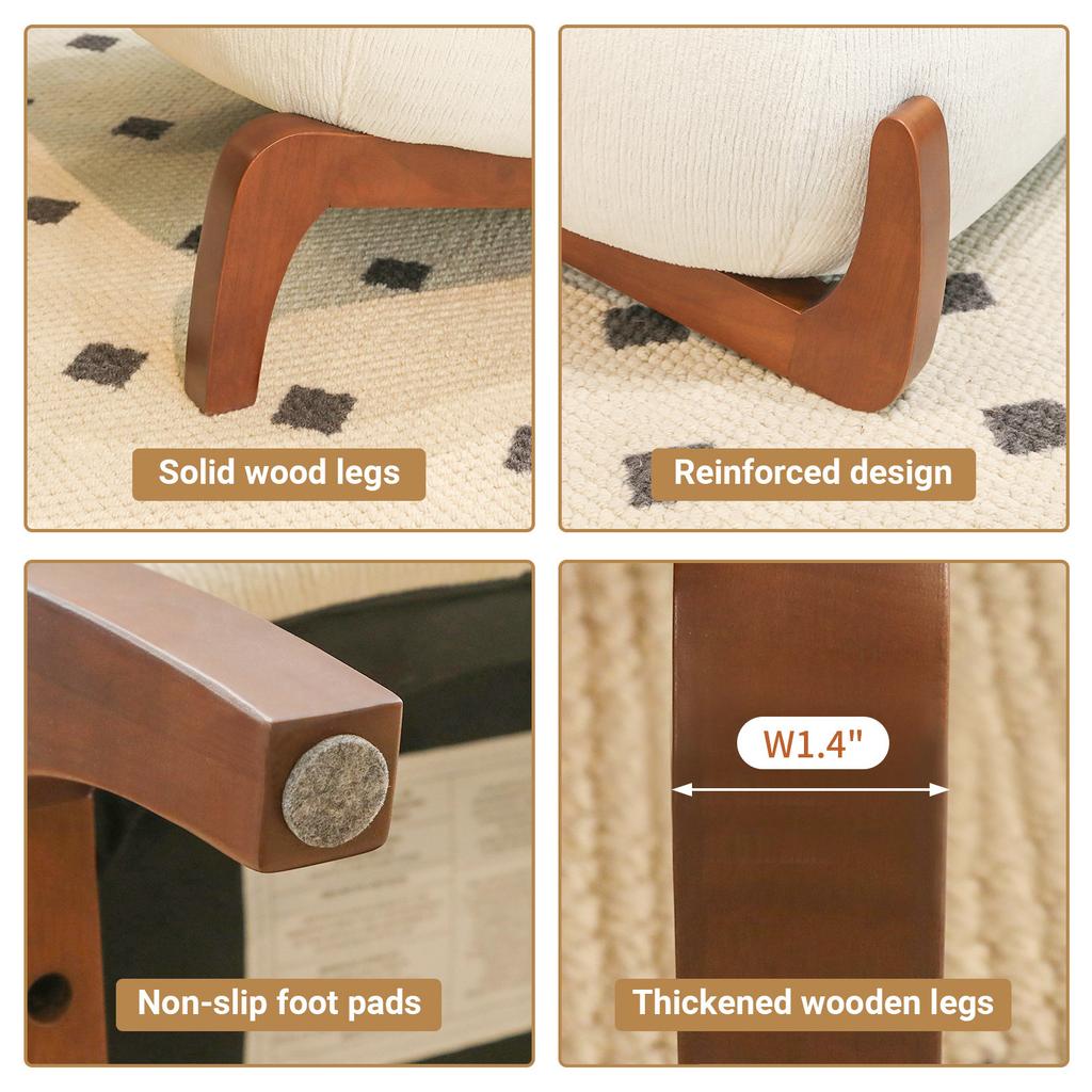 Sedia Accent con Gambe in Legno Massello, Soggiorno in Tessuto con Cuscino Morbido, Camera da Letto, Comoda Sedia da Lettura Senza Braccioli per Appartamento, Sala d'Attesa, Balcone