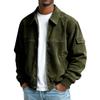 Men's Vintage Corduroy Long Sleeve Jacket with Pockets for Casual Wear