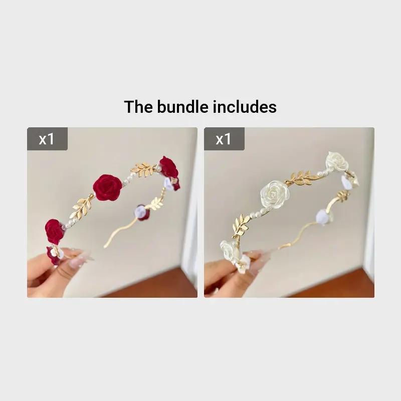 Fashion Velvet Rose Pearl Women's Headbands Luxurious Elegant Sweet Headbands Versatile Daily Women's Headbands Hair Accessories