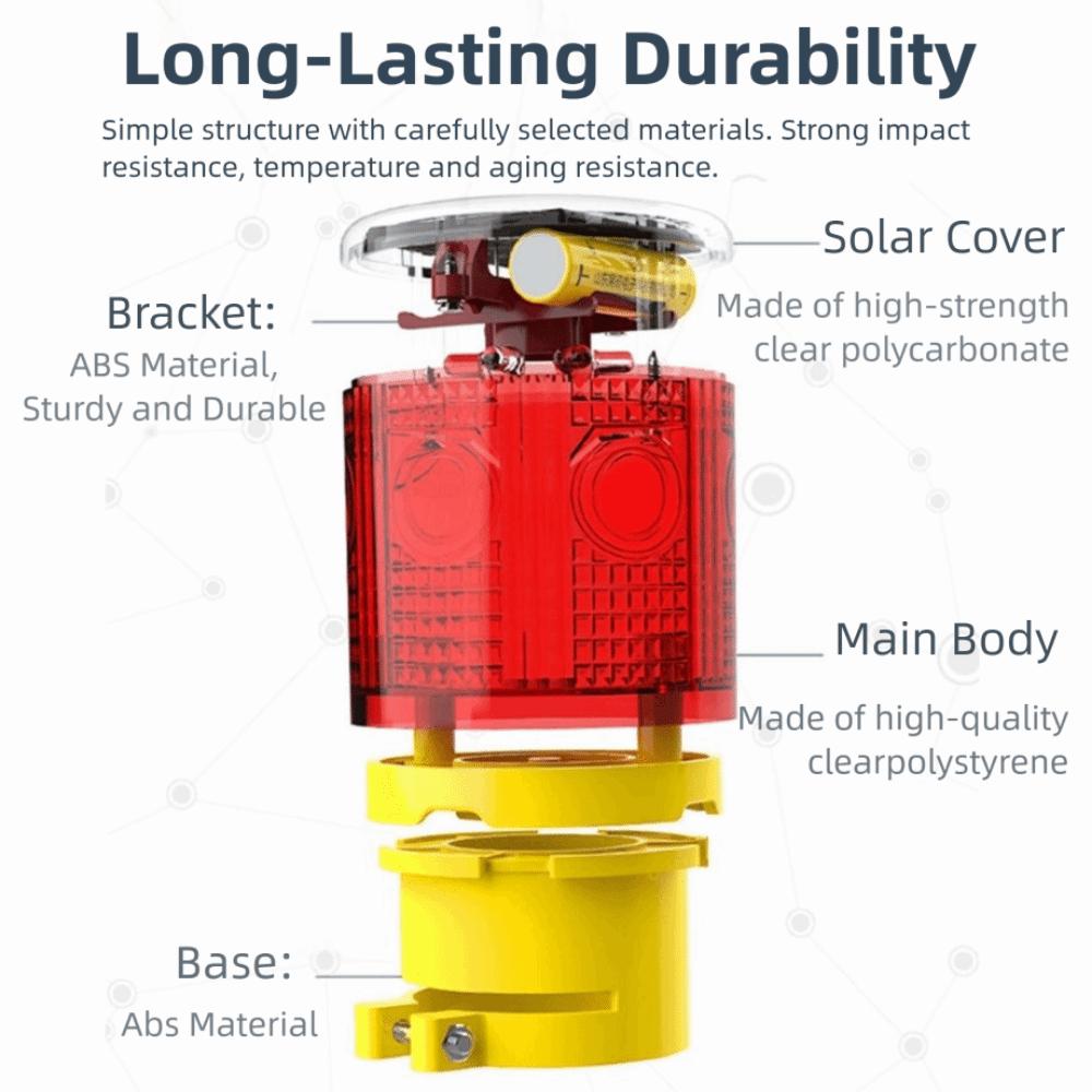 Solar Powered Emergency Warning Light 3 LED Warning Strobe Light Safety Signal Light  Road Site