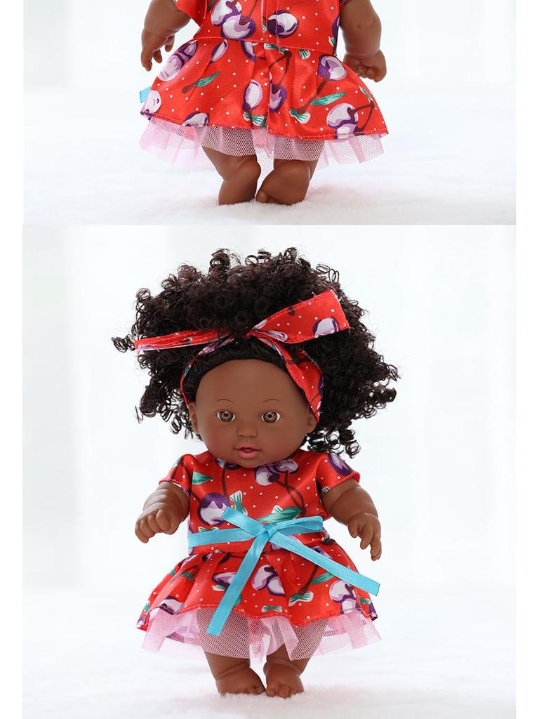 20cm African American Vinyl Reborn Doll - Cute Plush Toy for Children