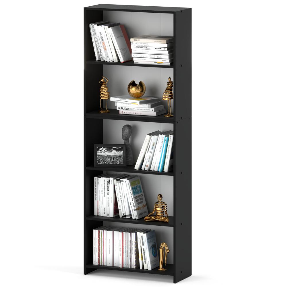 Office Bookshelf Black 70 CM 5 Shelves Binders Toys Loft