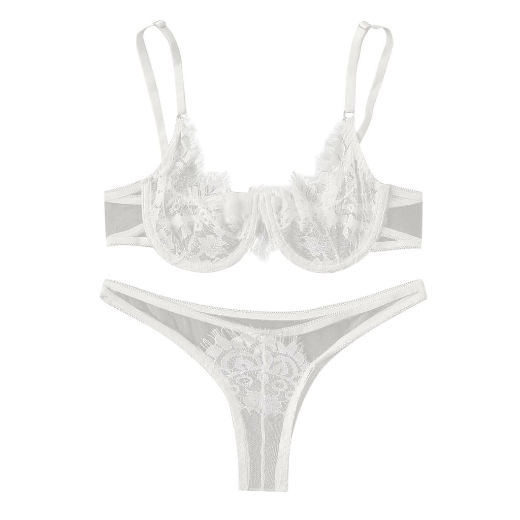 Erotic Underwear Sexy Lace Three Point Lingerie With Steel Ring