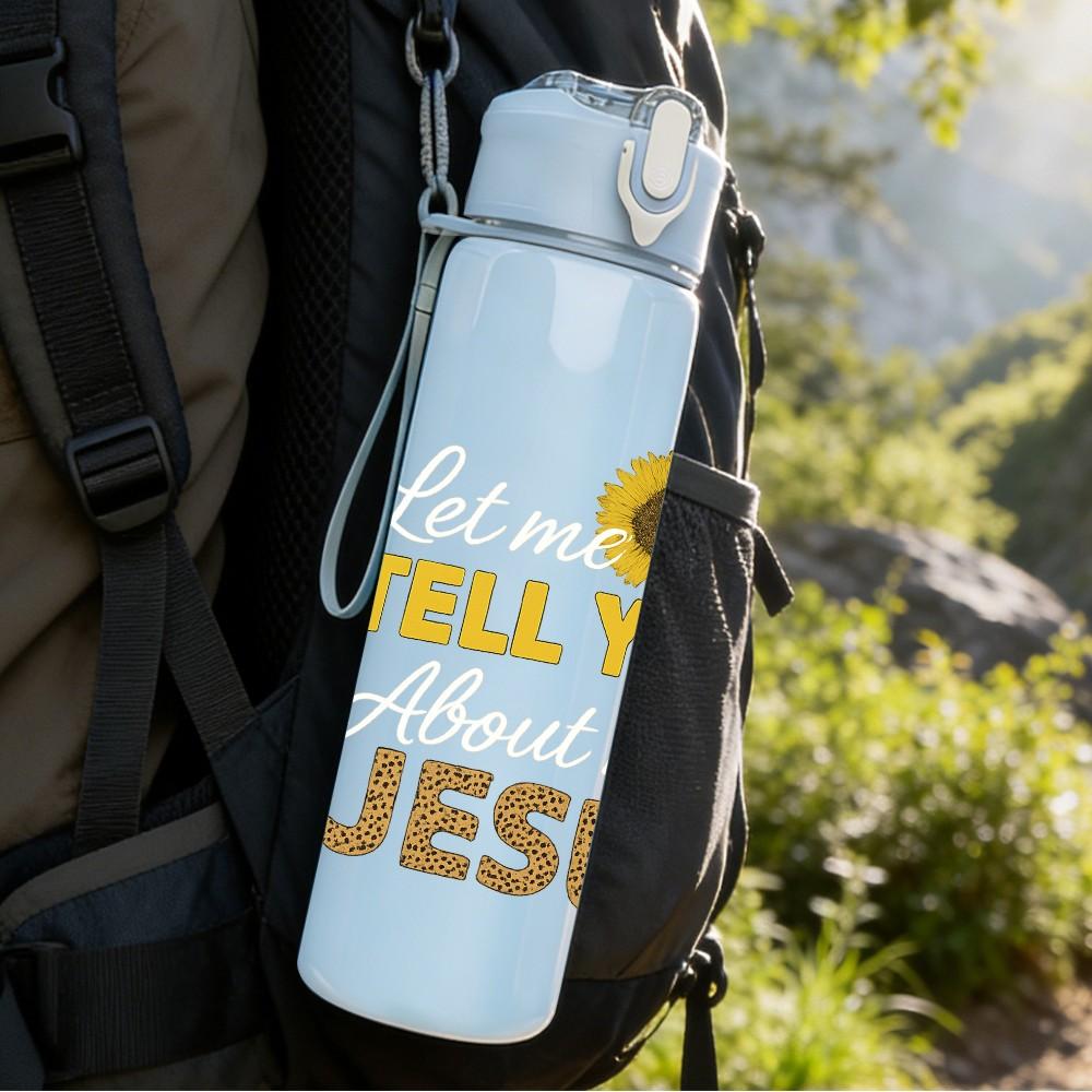 1PC Tell You Jesus Cross Text 750ml Color Plastic Sports Water Bottle Leakproof Flip Straw Lid Suitable for Sports Office Home Use