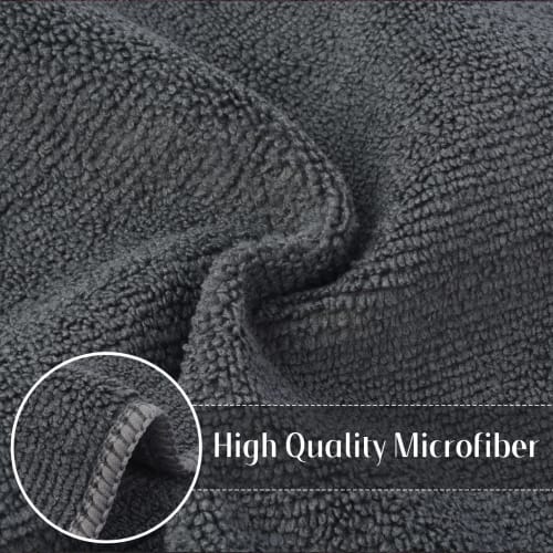 SINLAND Microfiber Cleaning Cloths, Commercial Towels for Kitchen, Cleaning, and Car Washing, Absorbent and Quick-Drying, 12-Count, Gray