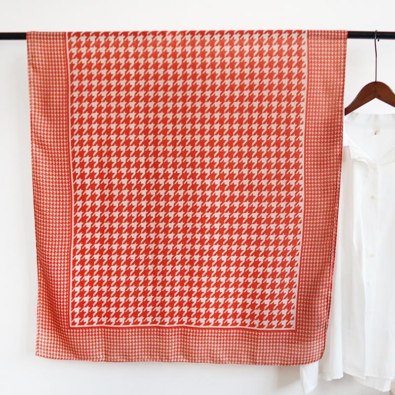 Toamnă și iarnă Eșarfă nouă din bumbac și in Eșarfă de mătase de vânt pentru femei Retro Kilobird Grid Esarfă lungă șal eșarfă mare