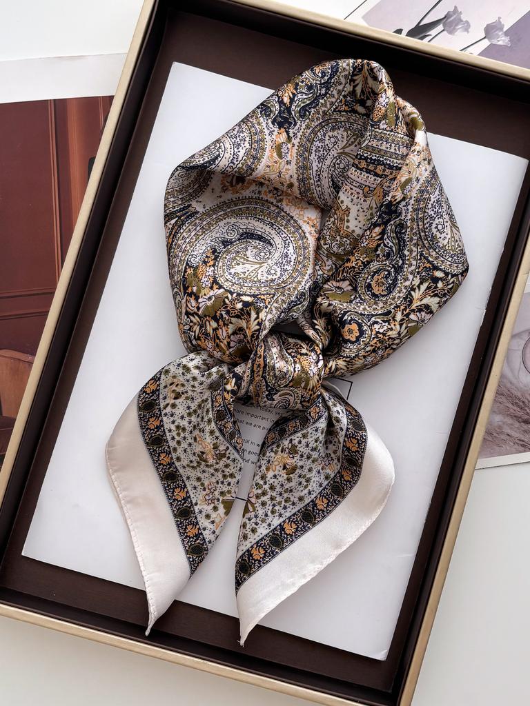 New Fashion 70X70cm Women's Scarf Silk Paisley Print Scarf Square Shawl Decorative Headband Neck Luxury Design Bandana
