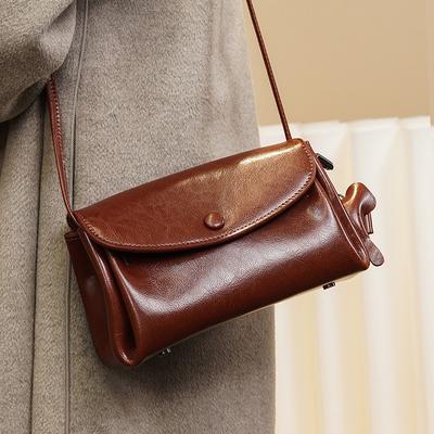 Echte Leder Damen Tasche Mode All-Match Umhängetasche Rindsleder Schultertasche Mädchen High-End Öliges Wachs Leder Tasche