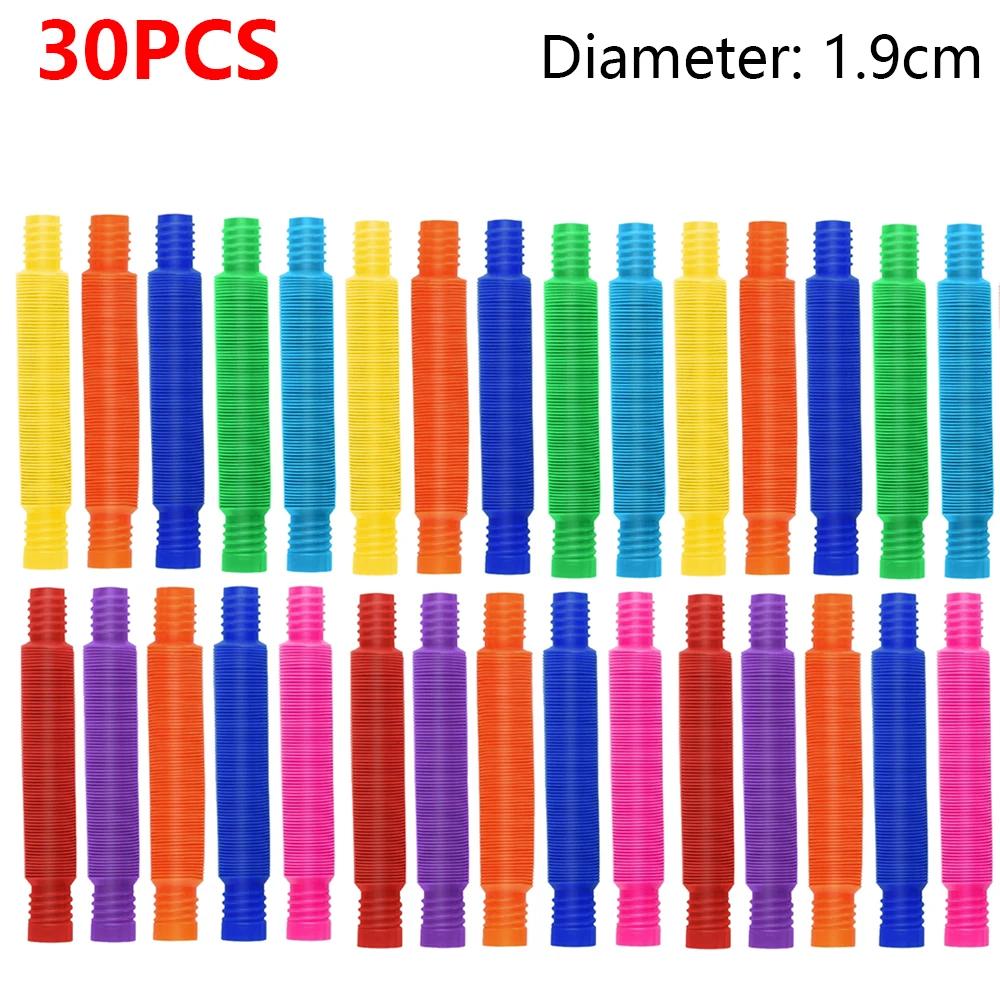 10/20/30Pcs Colorful Pop Pipe Fidget Sensory Antistress Toys Telescopic Tube Stress Relief Toys Plastic Stretch Pipe Toy Gift