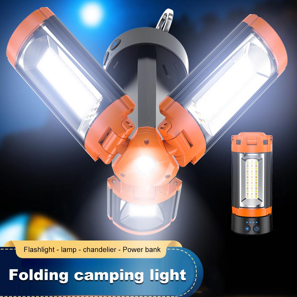 Folding Camping Light Rechargeable Camping Lantern Multifunctional Portable Camping Light Power Display for Adventure Fishing