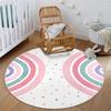 Colorful Round Rug for Nursery Rainbow Washable Rug for Playroom Kids Rug Non-Slip Bedroom Carpet for  Teepee Princess Castle