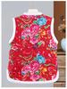 Middle-aged Women's Chinese Style Red Floral Quilted Vest with Frog Buttons – Autumn/Winter Plus Velvet Thickened Vest