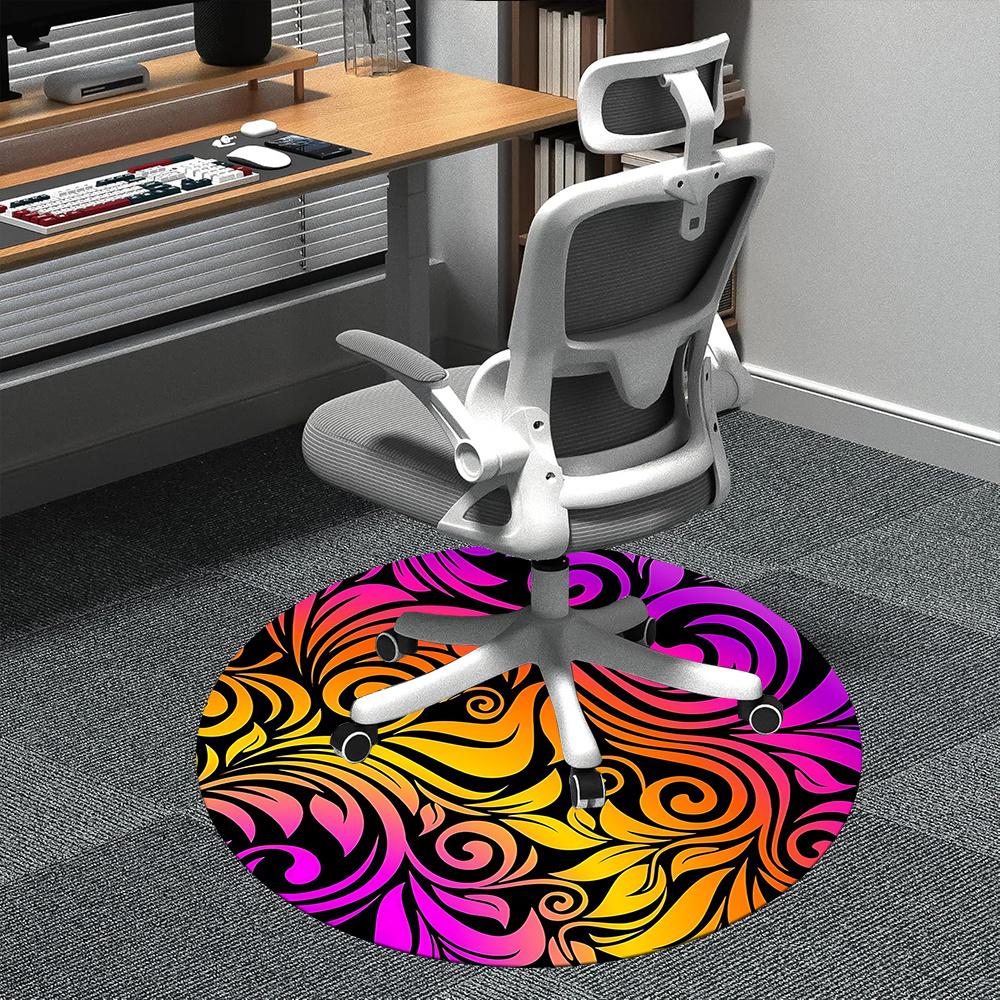 1pc Swirls Vibrant Office Round Area Rug, Indoor Mat Suitable ForOffice, Under Office Chairs Bedroom Living Room Home Decor, Room Deco Q067