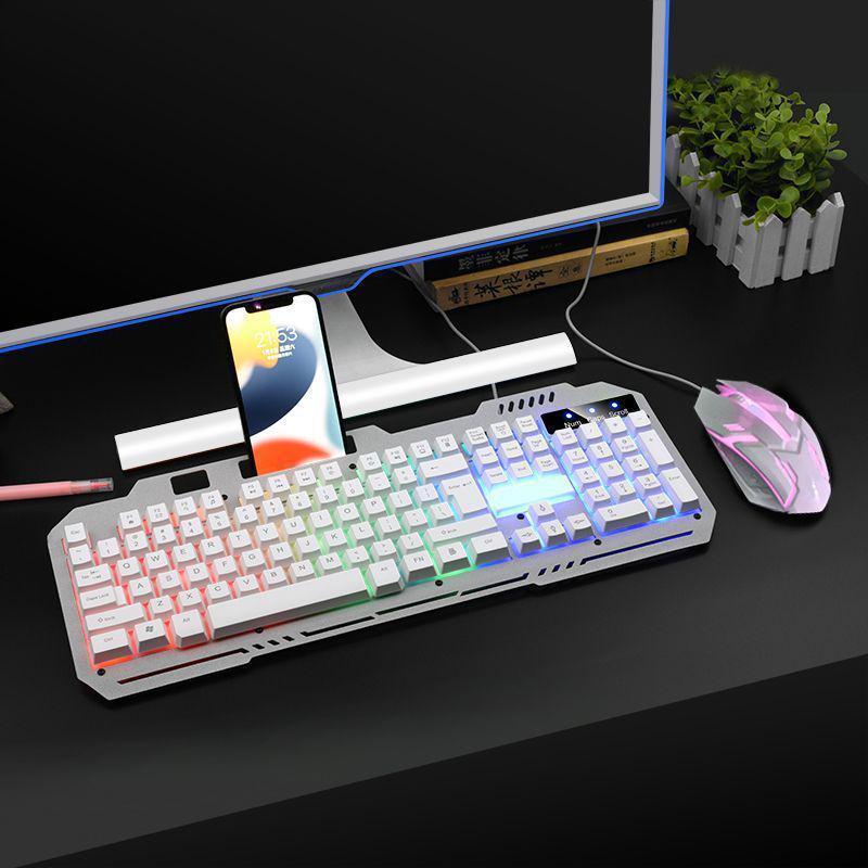 Gaming Style USB Keyboard and Mouse Set with Backlit Mechanical Feel for Desktop and Laptop