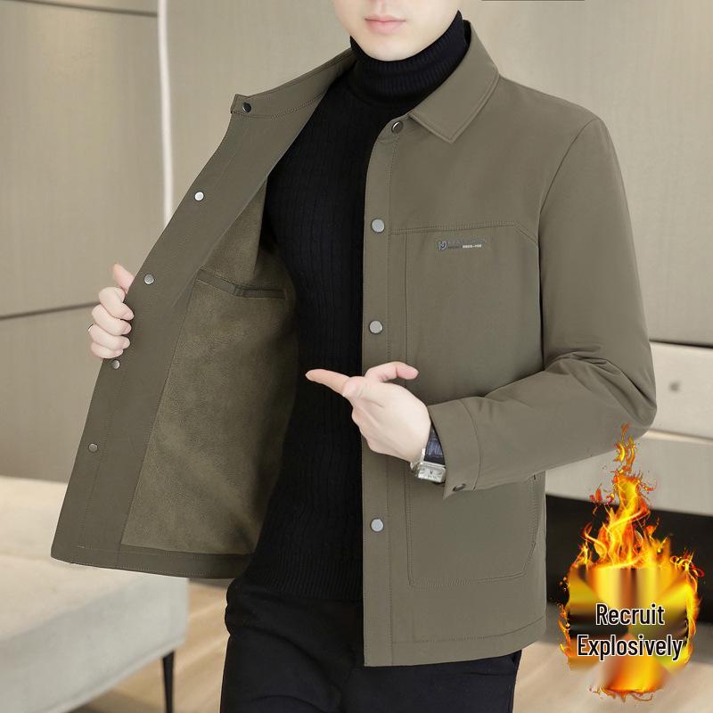 Modische Mitteldicke Revers-Top-Jacke für Herren - Warmes Plus Samt für Herbst/Winter