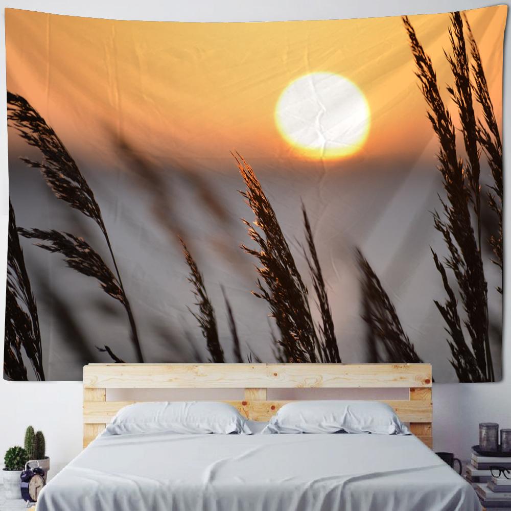 Lake Reed Wild Plant Pattern Sunshine Landscape Wall Tapestry Art Decoration Carpet Hanging Home Bedroom Living Room Decoration