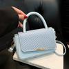 2025 new trendy casual popular texture splicing fashionable simple solid color foreign style shoulder crossbody small square women's bag