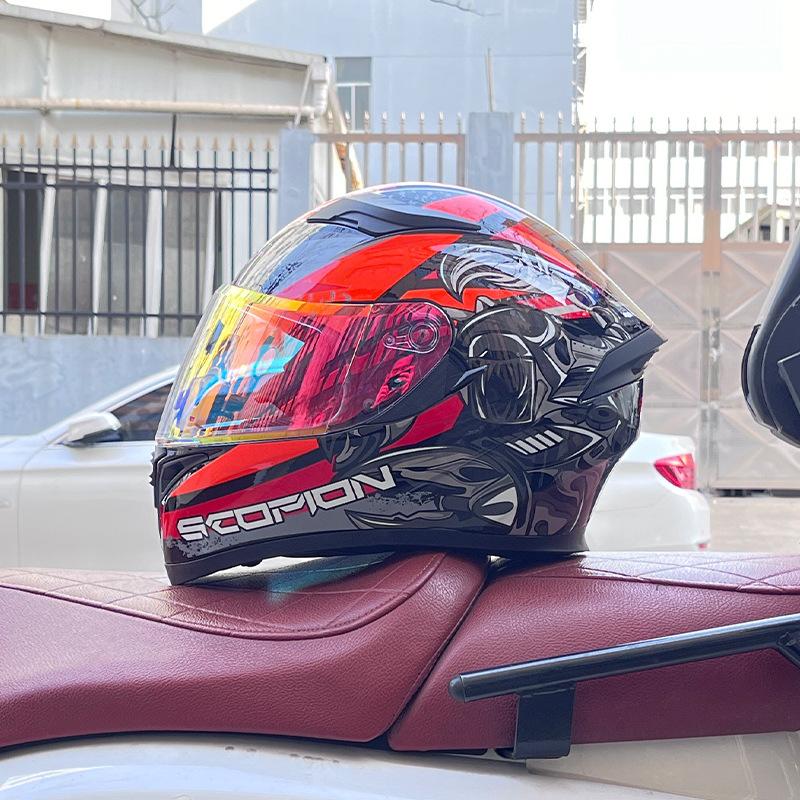Motorcycle Helmet Full Helmet Can Be Equipped with Bluetooth Headset Men's Four-season Electric Bicycle Riding Helmet