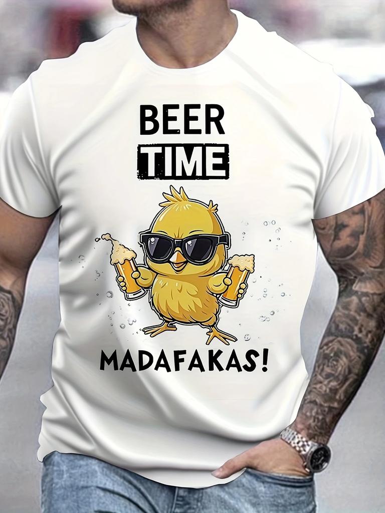 Pew Pew Madafakas T-shirt Men's Short Sleeved Gun Chicken Pattern T-shirt Summer Top T-shirt Sailor Collar Streetwear