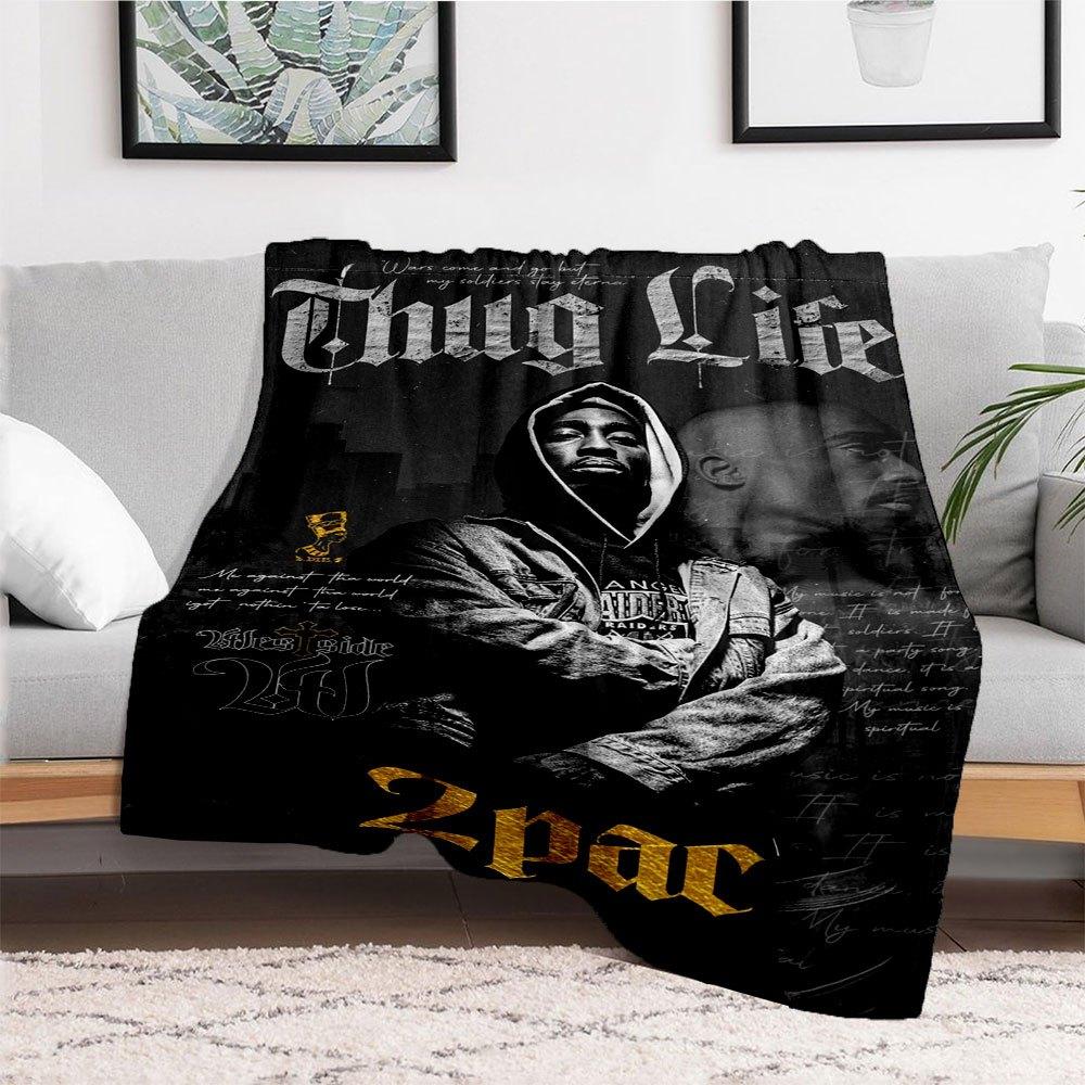 """Thug Life""": Tupacs Vermächtnis Hoodie - Streetwear Mode"Decke Flanell Überwurfdecke für Sofa, Bett, Reisen, Camping, Büro, Couch, Stuhl, A
