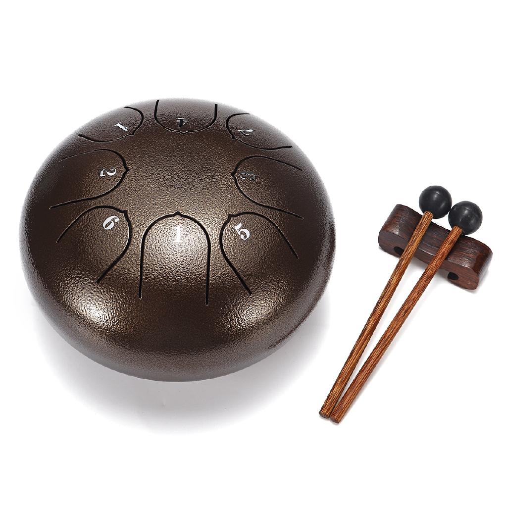 

Стальной язычковый барабан Мини 8 тонов Строй G Хэндпан Барабан Танк Ручной барабан с барабанными палочками Сумка для переноски Ударные инструменты style1