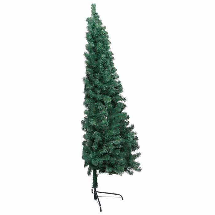 Maison Exclusive - Demi-arbre de Noël artificiel pré-éclairé et boules vert 150 cm