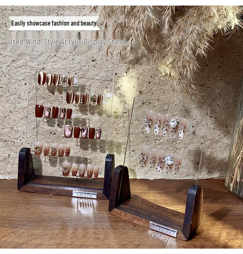 Wind Style Walnut Wood Nail Art Color Palette & Display Board for Gel Polish Sample Nails