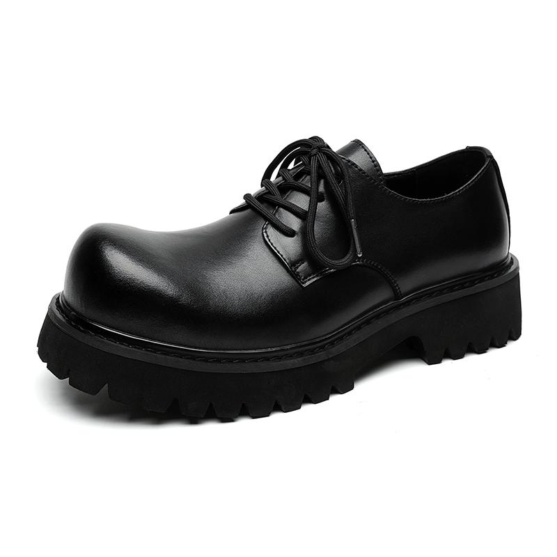 

Весенние мужские туфли на платформе Breathe Small Leather Shoes, новая модная тенденция, универсальная повседневная обувь в японском корейском стиле, мужская обувь для бизнеса 44 чёрный