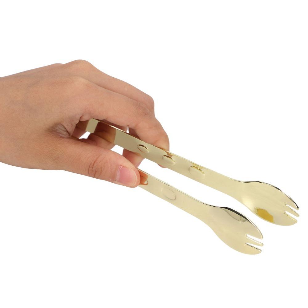 Anti-Slip Grip Food Tongs Silver Gold Ice Cube Tongs Durable Buffet Serving Clip Cocktail Party
