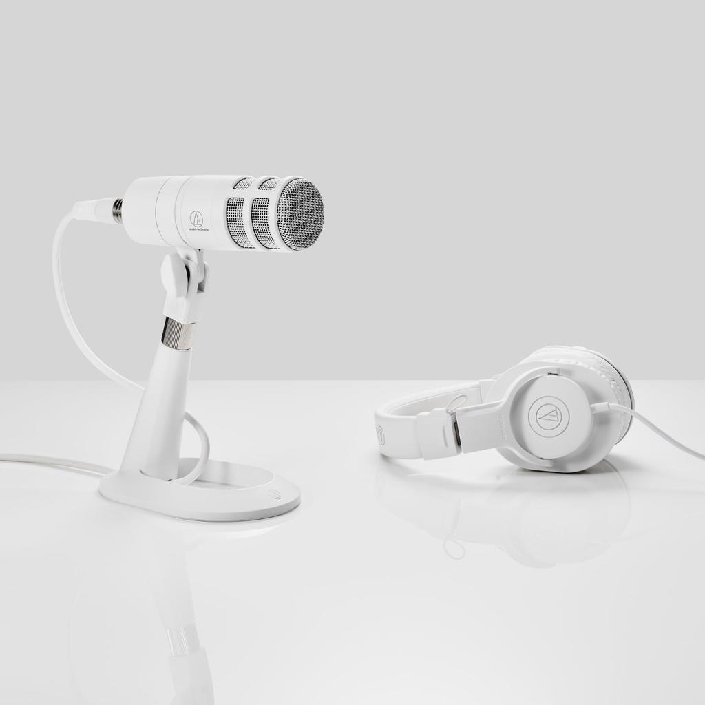 Audio-Technica AT8703 WH Microphone Stand (Desktop/Tabletop) – Adjustable Angle – White