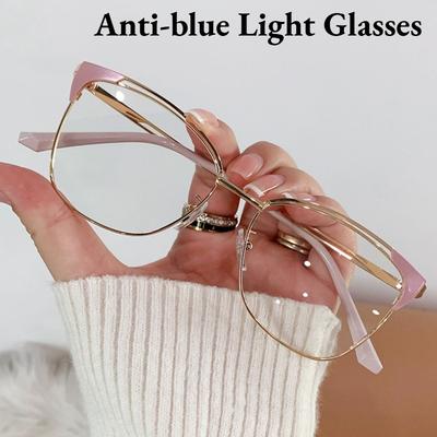 Fashionable Ultra Lightweight Retro Metal Frames Anti Blue Light Glasses Openwork Design Versatile Eyewear