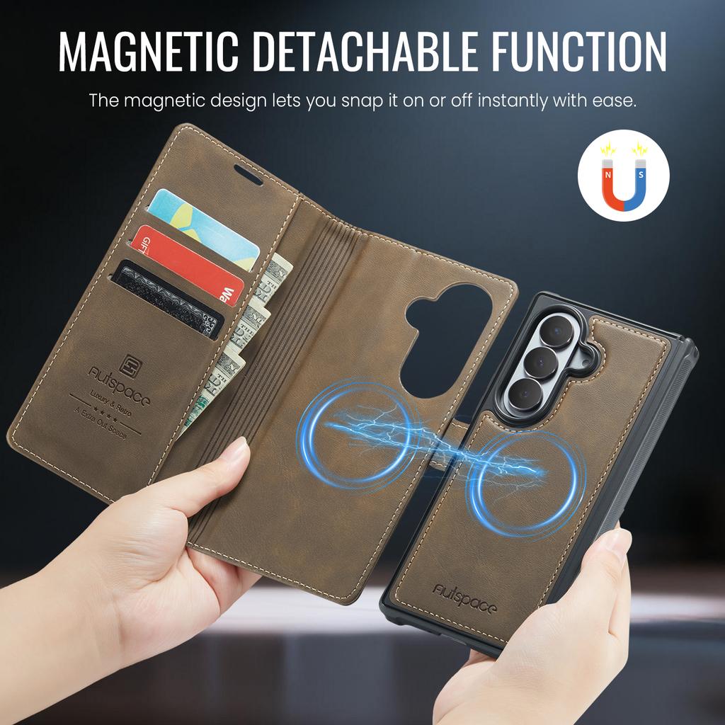 Luxury 2 In 1 Detachable Cards Solt Flip Wallet Leather for Samsung Galaxy Z Fold8 Ultra Shockproof for Magsafe Book Stand Cover