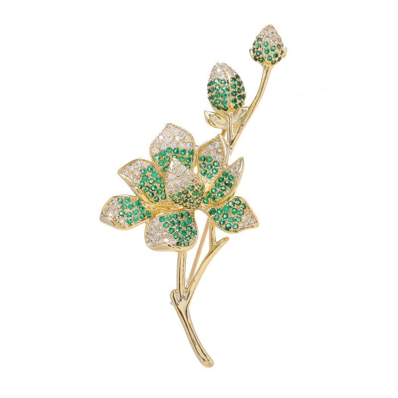 Elegant Magnolia Luxury Temperament Brooch Women's High-end Flower Delicate Brooch Suit Sweater Pin Fixed Accessories