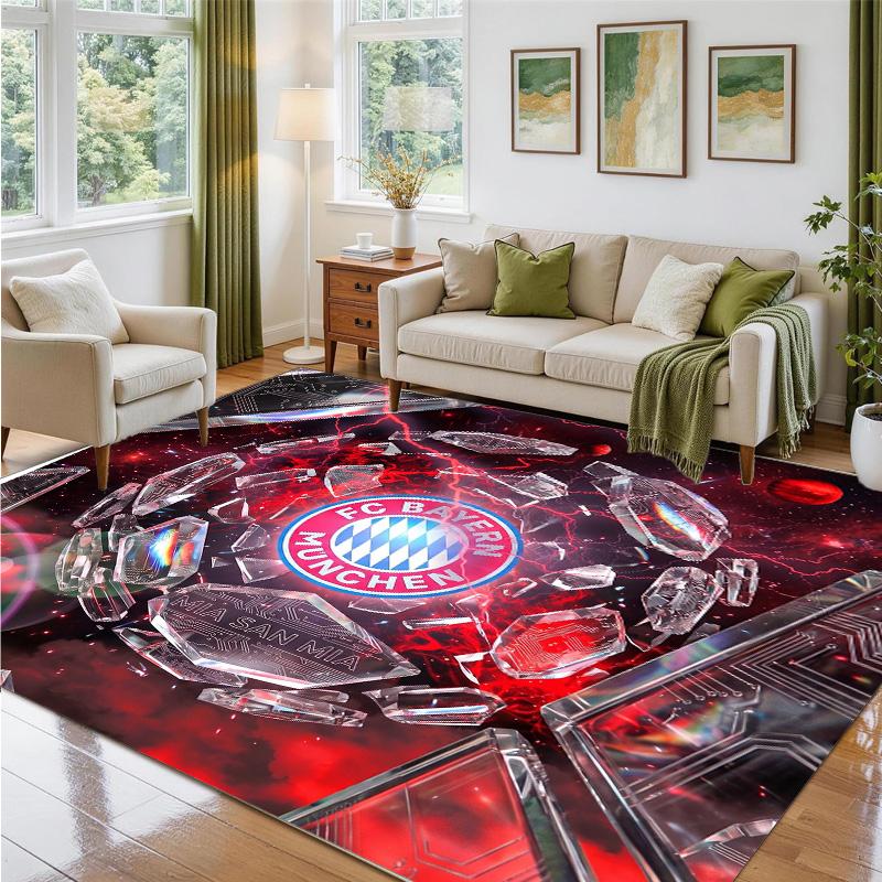Bayern Munich Design Crystal Velvet Rug Soft Decorative Mat for Bedroom Entrance