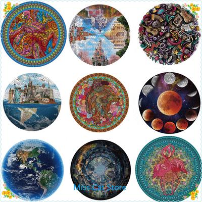 1000 sztuk/zestaw kolorowa tęcza ziemia księżyc okrągłe geometryczne zdjęcie Puzzle dla dorosłych dzieci DIY zabawki edukacyjne układanka papierowa