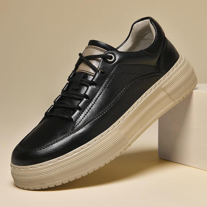 Fashion Handmade Men's Flats Lace-Up Mens Stylish Sneakers High Quality Men Casual Shoes Genuine Leather Non-Slip Walking Footwear Men