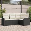 VidaXL 4-Piece Garden Sofa Set with Cushions Black Poly Rattan 3346017