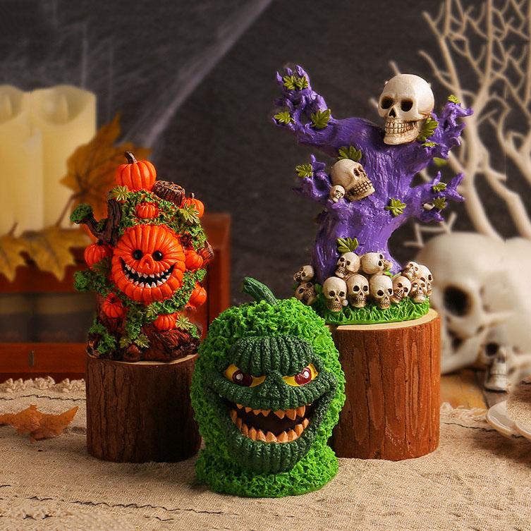 Cross Border Halloween Tree Spirit Green Pumpkin Monster Ornament Desktop Party Funny Skull Tree Horror Atmosphere Decoration