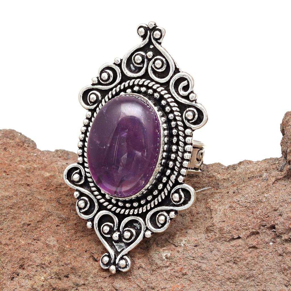 Amethyst Gemstone Handmade Silver Jewelry  "7"