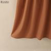 ZANZEA Women Casual Round Neck Solid Color Loose Summer Dress
