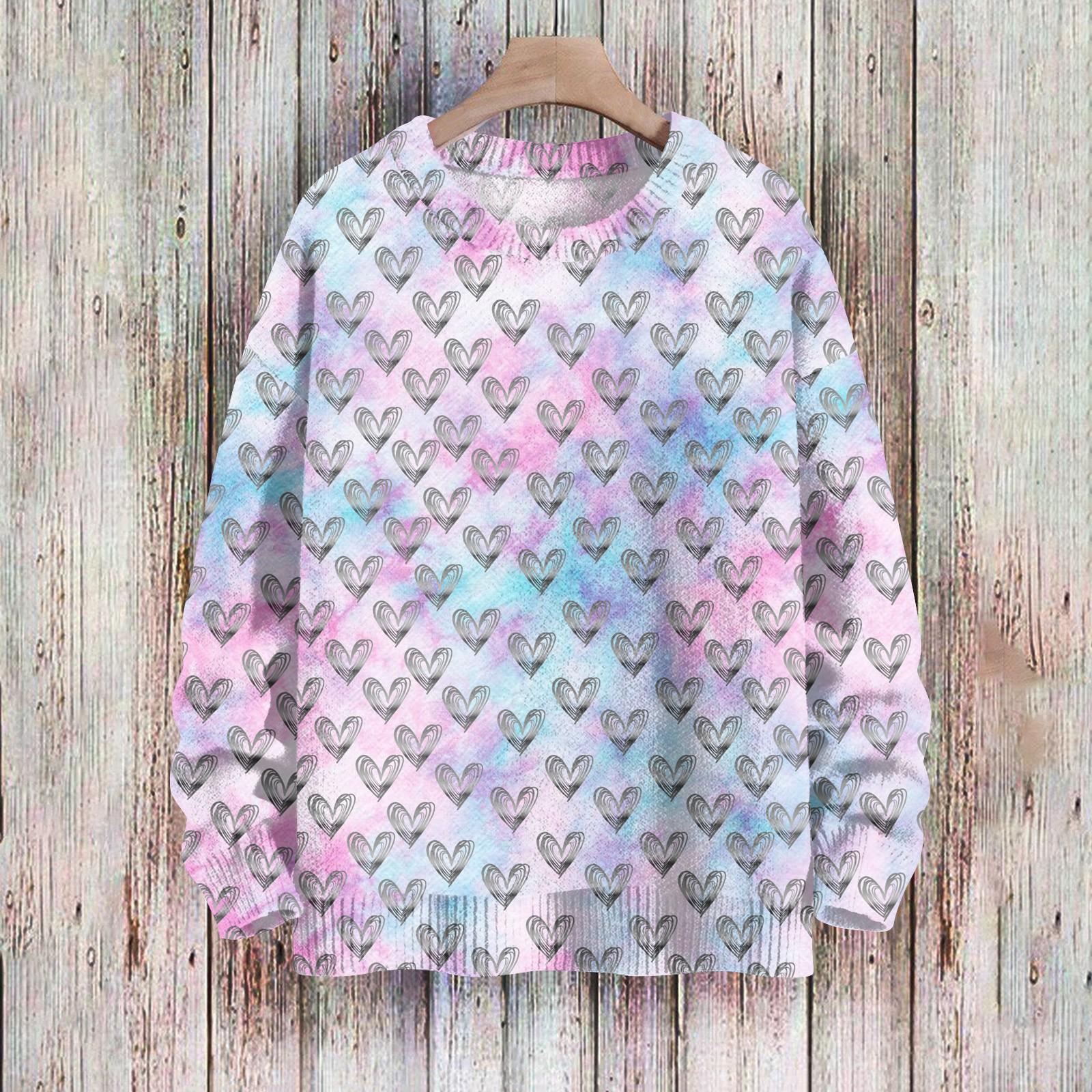 

Світшоти до Дня святого Валентина для дітей, хлопчиків і дівчаток, в язані светри, мила сорочка, осінні пуловери з круглим вирізом 90 кавун червоний колір