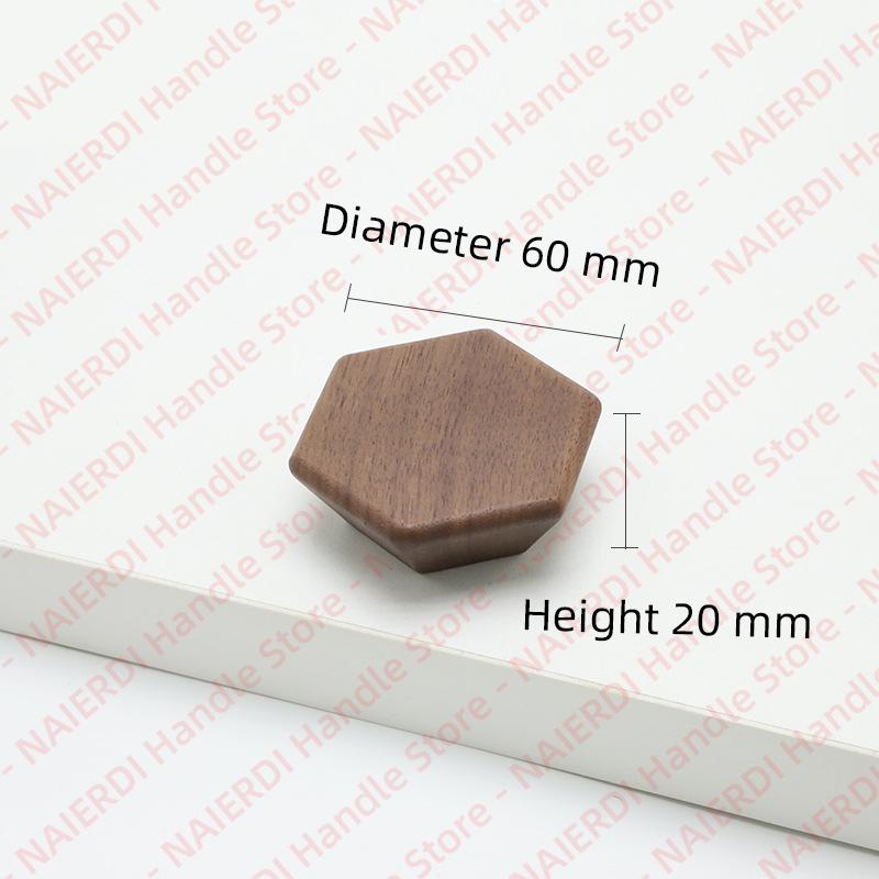 NAIERDI Solid Wood Cabinet Handles Modern Single Hole Wooden Pulls Octagon Round Knobs for Kitchen Cupboard Wardrobe Hardware