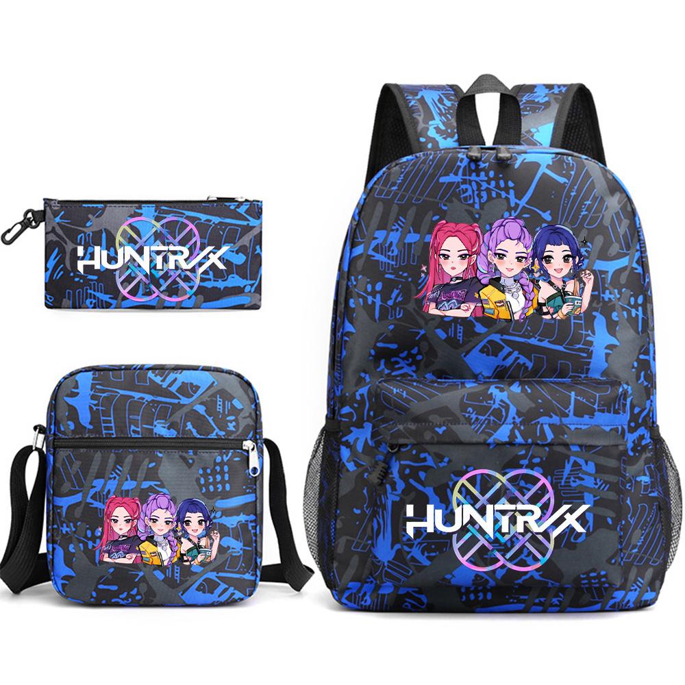 3Pcs/set Cartoon Printed Backpack with Shoulder Bag Pencil Case for Teenager Student Boy Girl School Bag Large Capacity Waterproof Bookbag Kid Gift